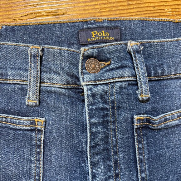 Polo Ralph Lauren Wide Leg Flare Jeans 31 Blue Stretch Denim - Picture 9 of 9